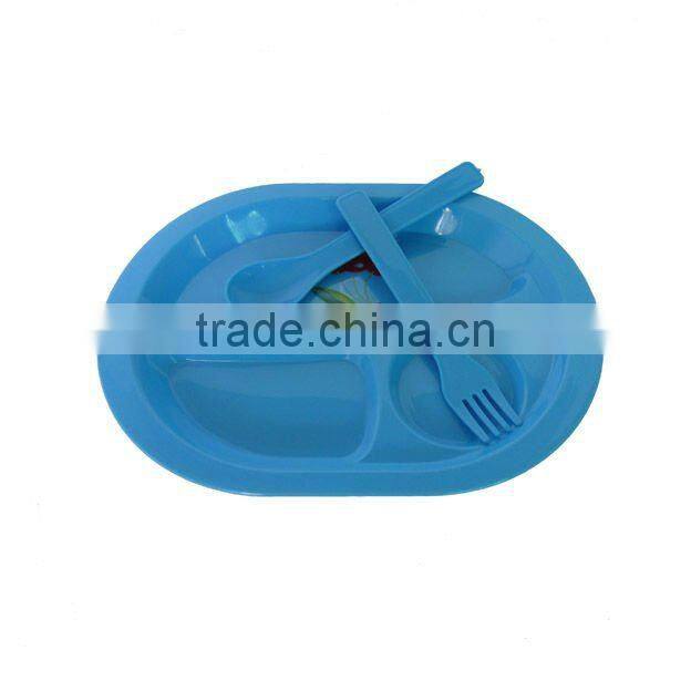 4pcs oval plate blue plastic dinnerware picnic set