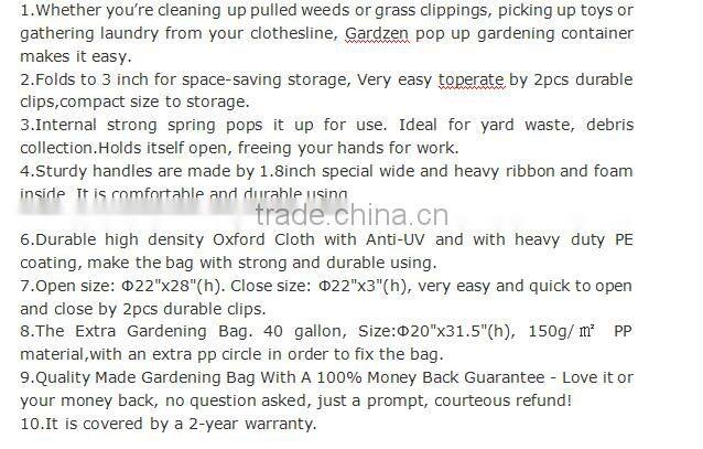 Gardzen 45 Gallon Pop Up Gardening Bag with Extra 40 Gallon Gardening Bag - Reusable Pop-Up Yard Lawn Garden Leaf Waste Bag