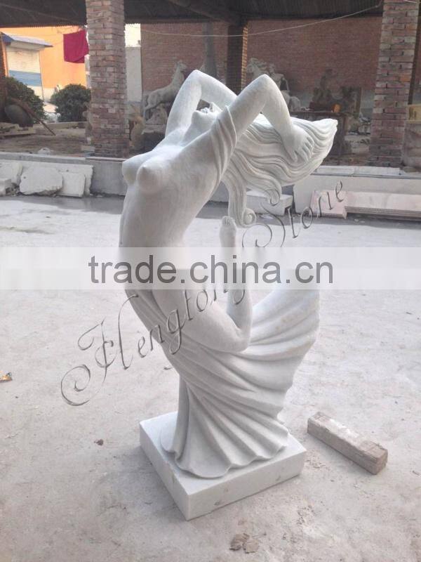 White Marble Abstract Art Deco Lady Sculpture