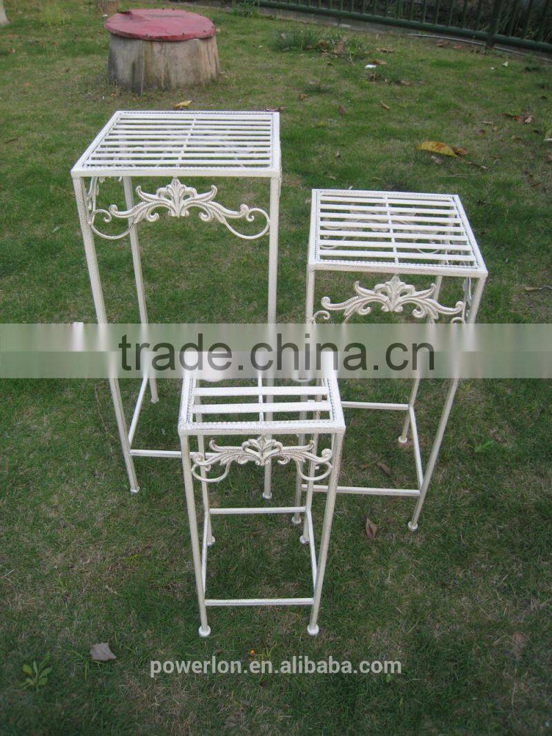 Classic Vintage Wrought Irons Antirust Outdoor Decorative Antique Tall Square Planter Stand (3pcs/Set)