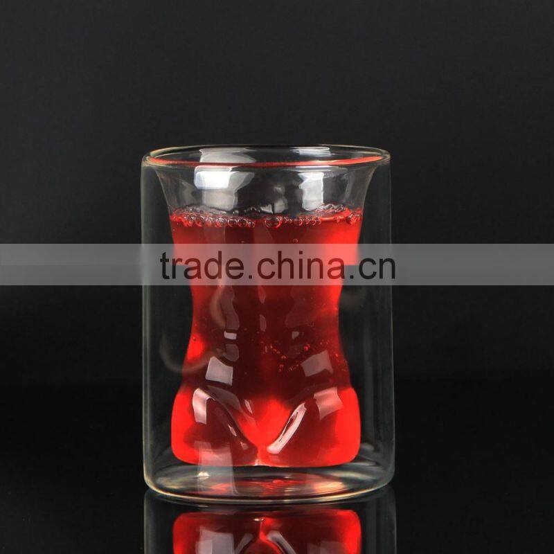 Customized Strong men double wall glass cup