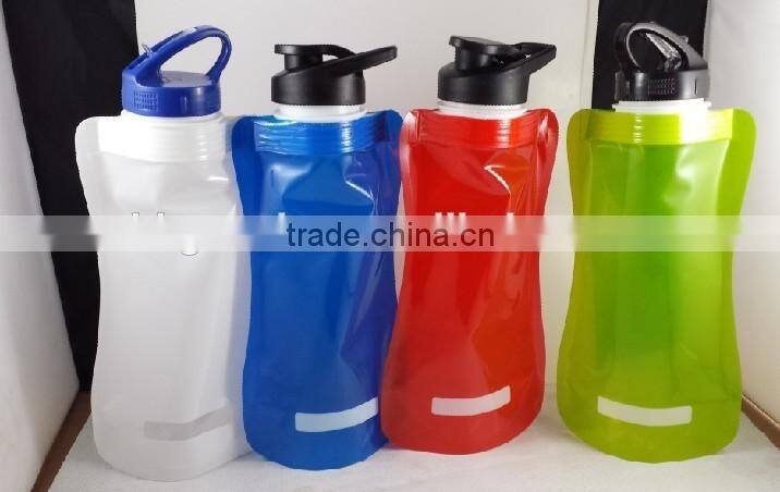 850ml Big mouth carabiner cap foldable water bottle