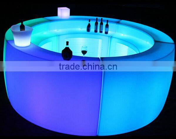 Manufacturer L175*W76.5*H115CM PE LED round bar counter with remote control 16 mix changeable colors LTT-BC11