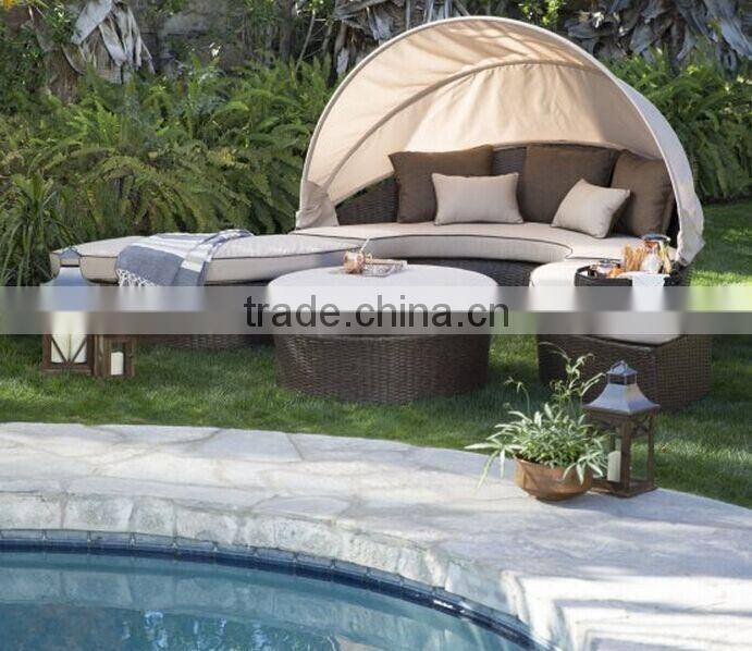 Sigma wicker pool furniture sectional daybed set outdoor sun bed