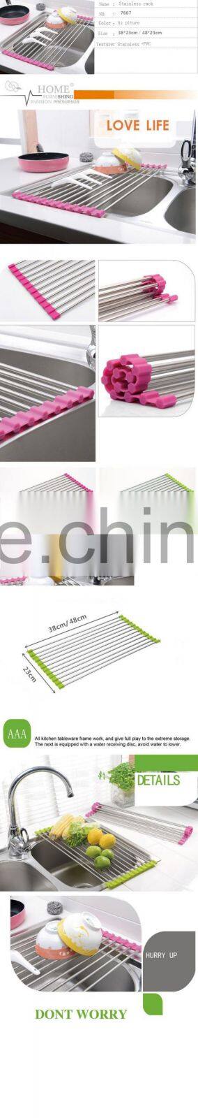 Storage Ideas Kitchen Sink Water Stainless Steel Foldable Dry Fruit Tableware Shelf Dish Drying Rack