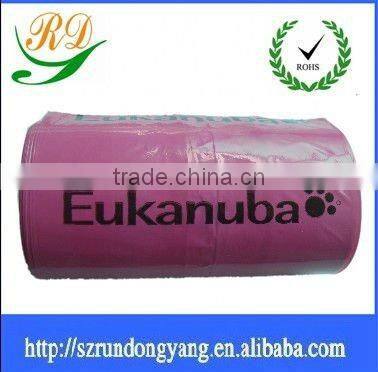 cherry red biodegradable plastic garbage bag on roller