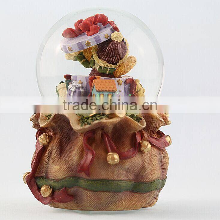 Resin teddy bear music box musical christmas snow globes