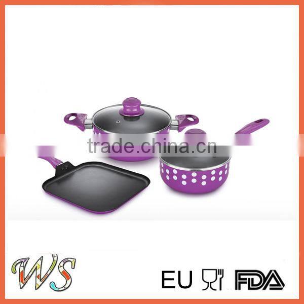 Non stick Fry Cooking Pan with Purple Handle
