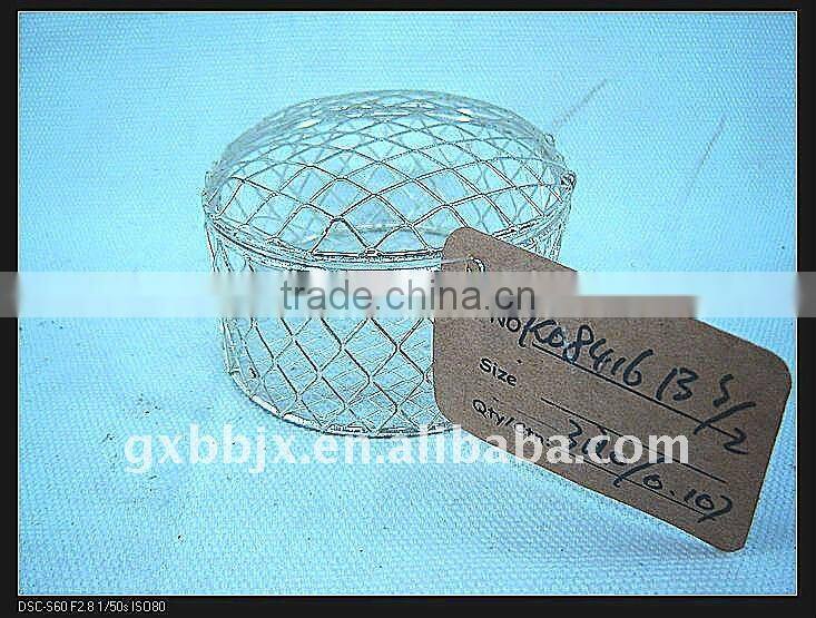Silver iron wire storage box with lid