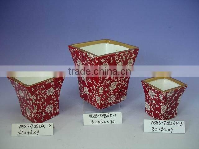 Cheap Terra Cotta red glaze Xmas Candle Holder