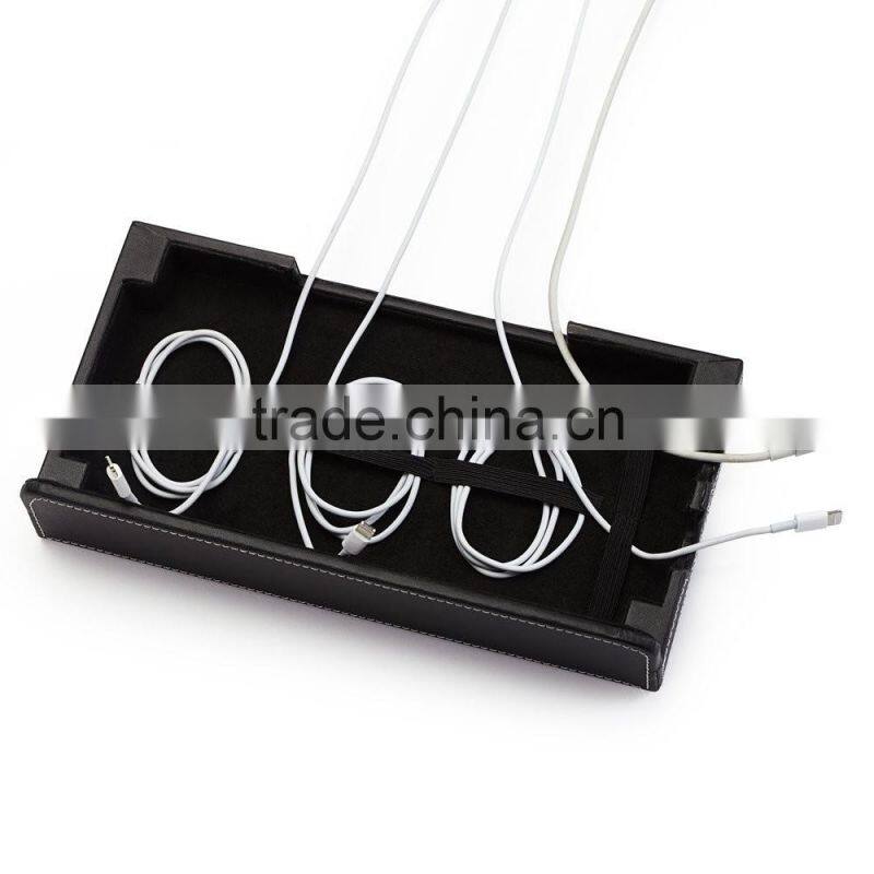 Black Leatherette Multi-Device Charging Station and Dock