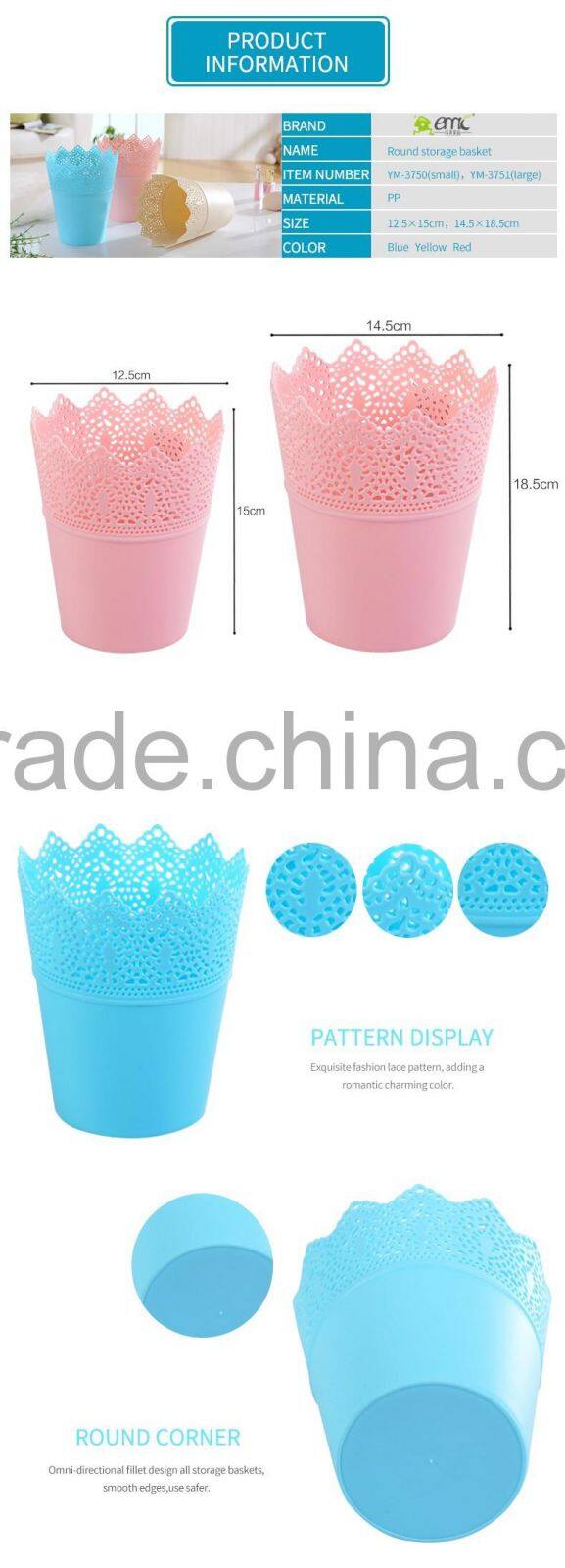 emc Plastic decorative baskets, Plastic round shape hollow baskets for sale
