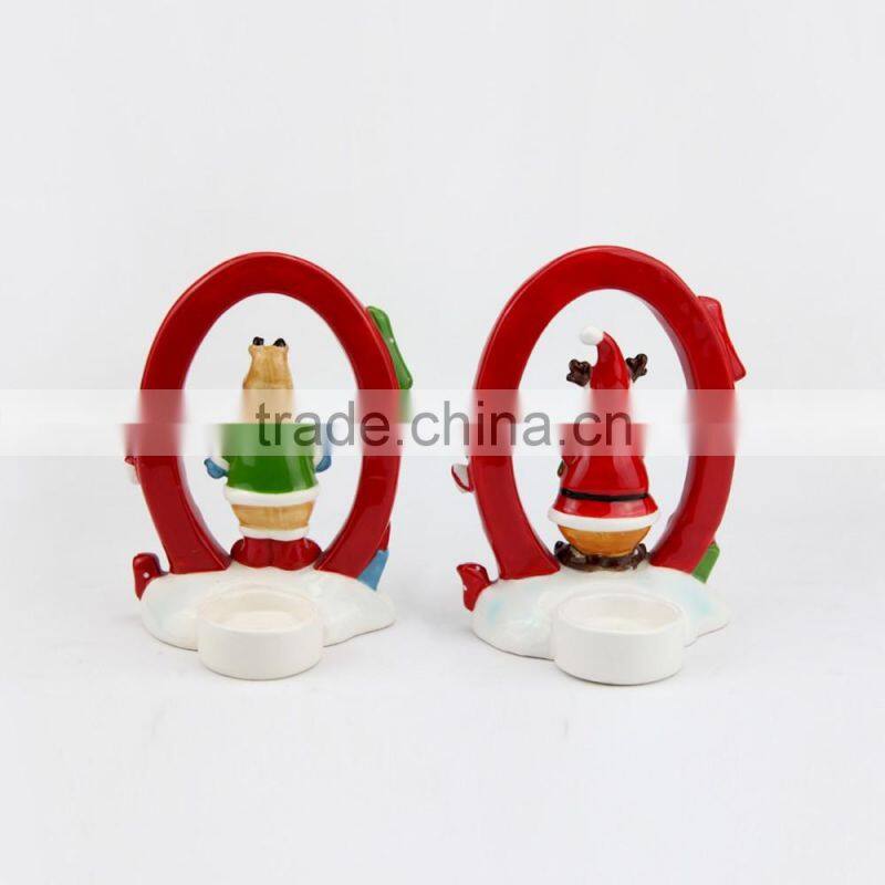 Ceramic Christmas Reindeer Tealight Candle Holders Bulk Christmas Decorated Candle Holders
