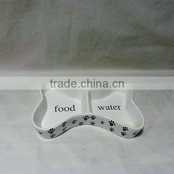 Ceramic Bone Shaped Dog Bowl