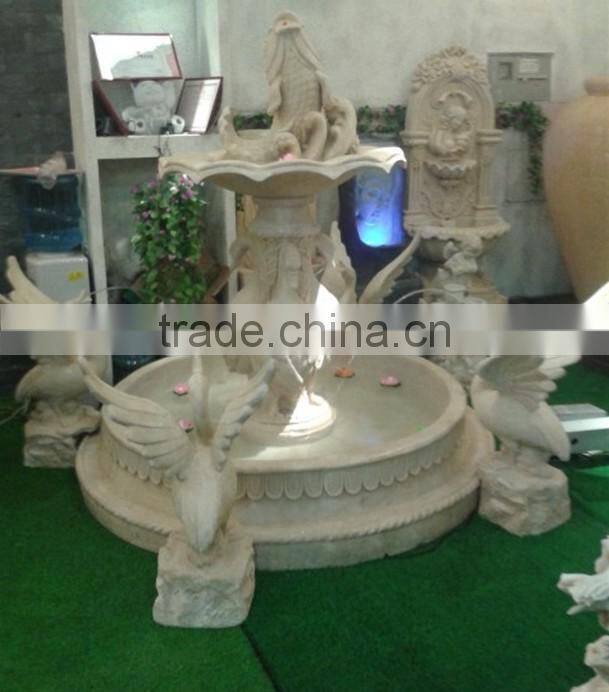 garden waterfall white bird sandstone fountain