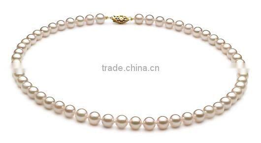 AA 6-7mm white round Chinese Akoya pearl necklace