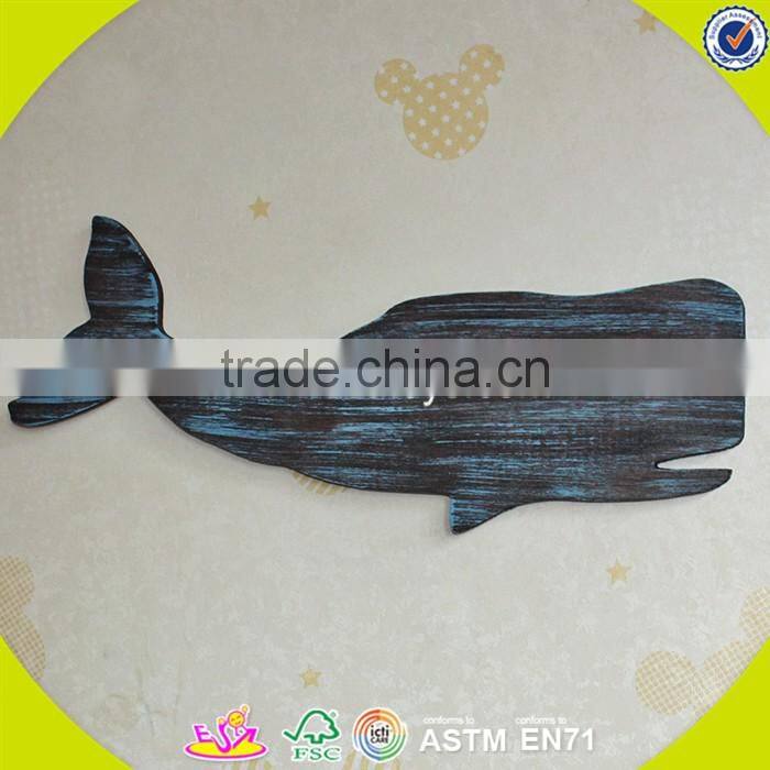 2017 New design home decoration wooden wall decor top fashion whale shape wooden wall decor W09D017