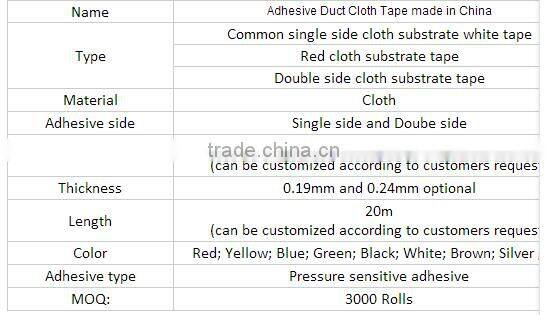 China manufacturer orange color cloth duct tape cloth adhesive tape for fair use