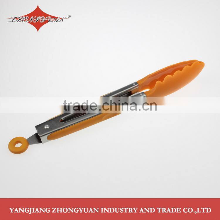 China manufacture stainless steel handle nylon food clip kitchen utensi food tongs