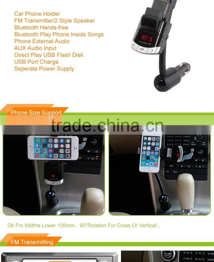 5 in 1 Multi-function wireless Bluetooth car kit with car charger mp3 fm transmitter car holder Handsfree Calling