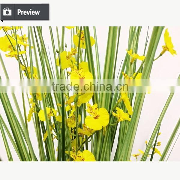 110 / 140 / 170 cm Nature Look Artificial Potted Grass Onion Grass with Oncidium Flower Fake Grass Pots Plant