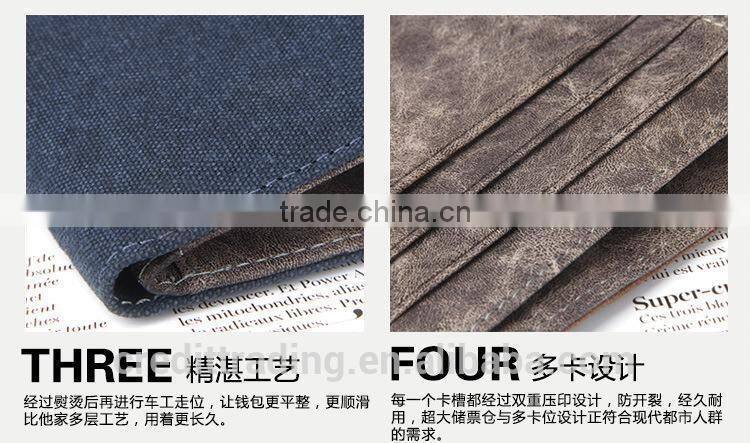 2015 new style canvas men's wallet on sell