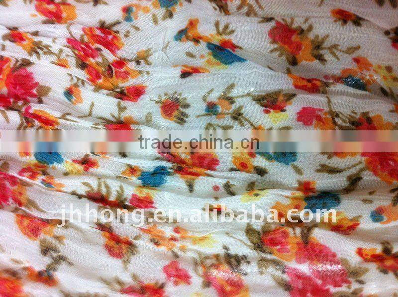 orange floral chiffon rose scarf