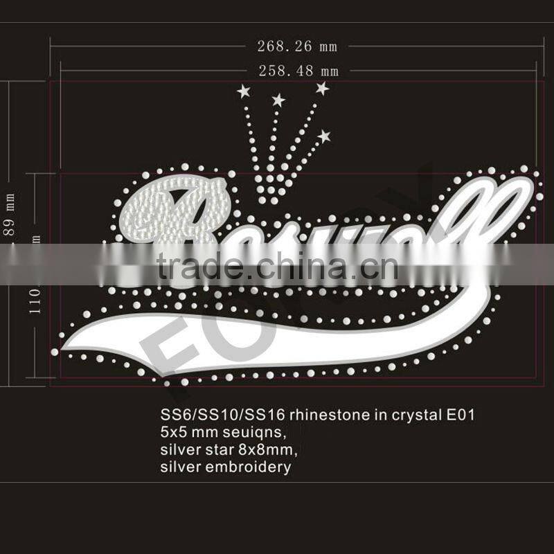 Bills embroidered iron-on patches, embroidered rhinestone motif