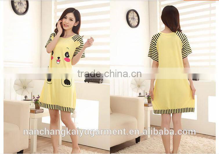 women cute cartoon printed cotton nightgown