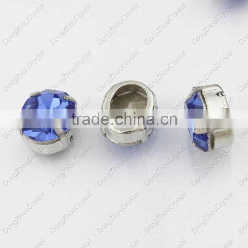 DZ-3022 wholesale price decorative capri blue oval crystal rhinestone for wedding dress