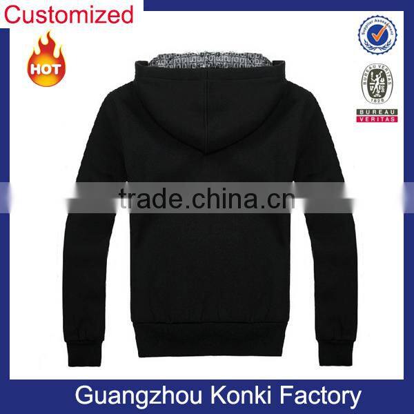 plain men cotton fashion winter hoodie with zipper