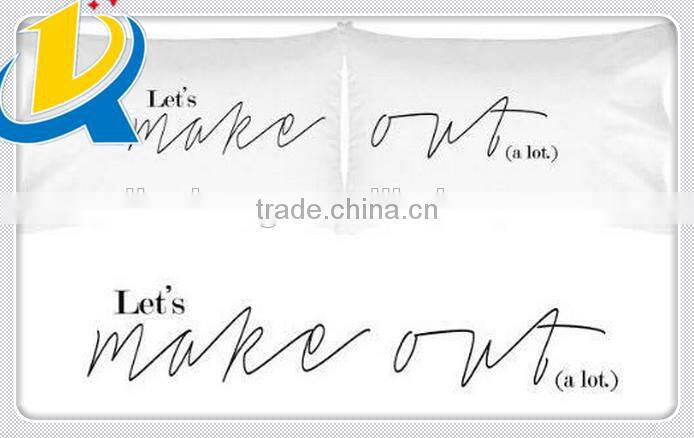 high quality plain cotton satin couple pillow cases for lovers