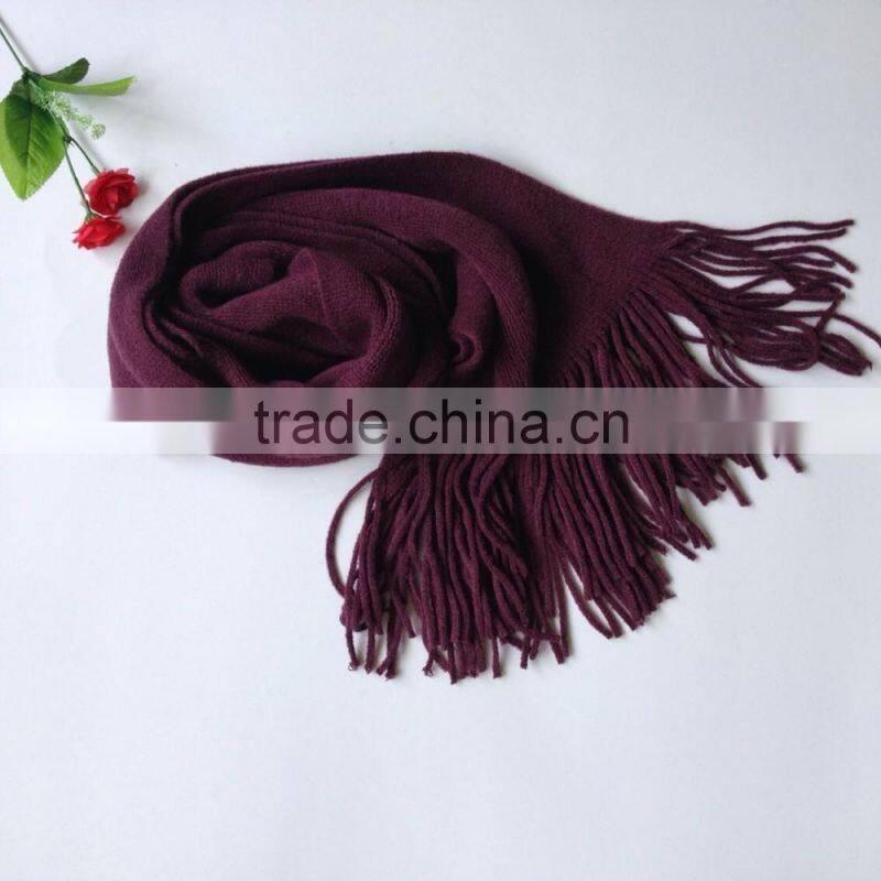 Acrylic pure color fashion winter knitting scarf factory