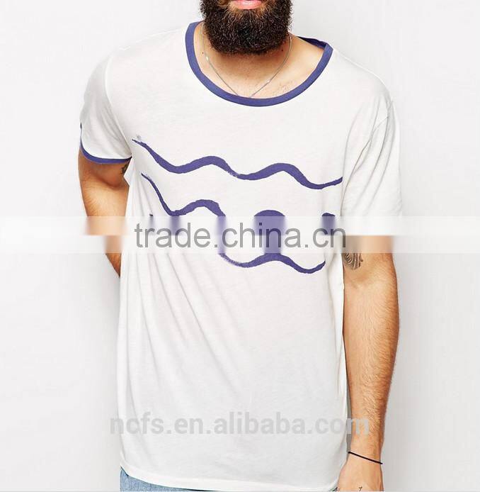 contrast trims tee shirt custom t shirts wave printing