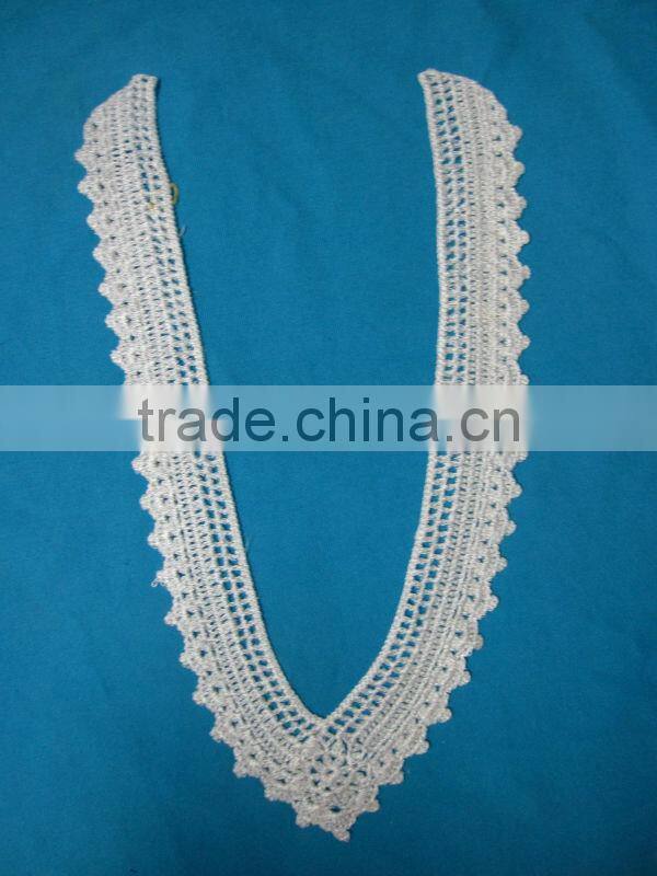 Wholesale white 100% cotton crochet lace deep V collar patch
