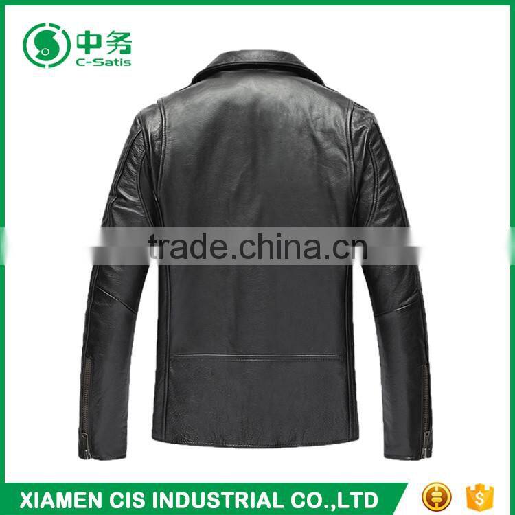 High Quality Windproof Men Black PU Motorcycle Leather Jacket