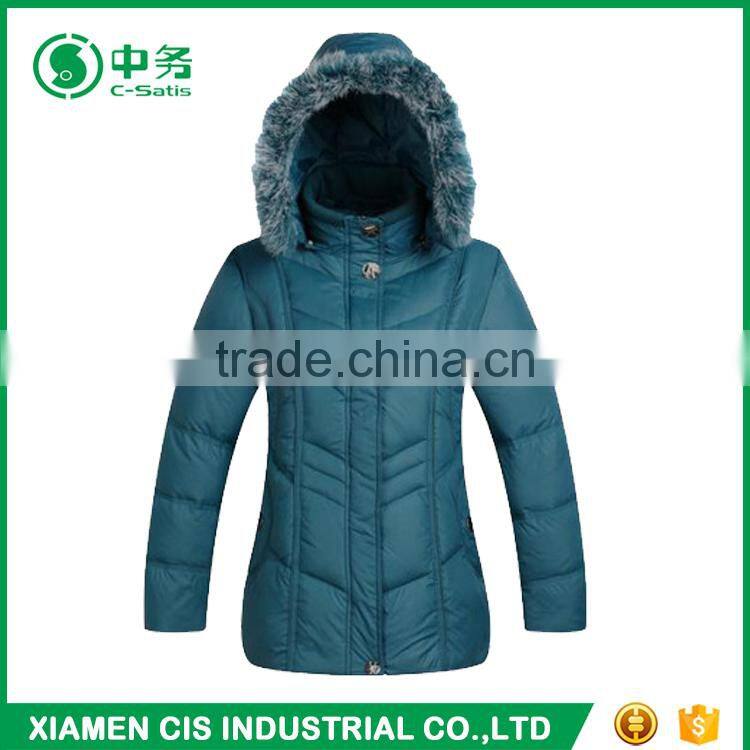 Morden Style Winter Windproof Middle Age Women Duck Down Jacket with Hood