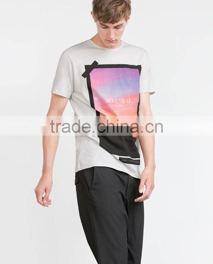 100 percent cotton men t shirt manufacturing printed with colorful patterns