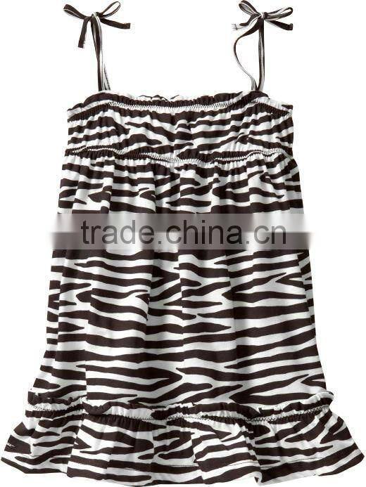 GIRLS ALLOVER PRINTED TANK TOP WITH RUFFLED LAYER