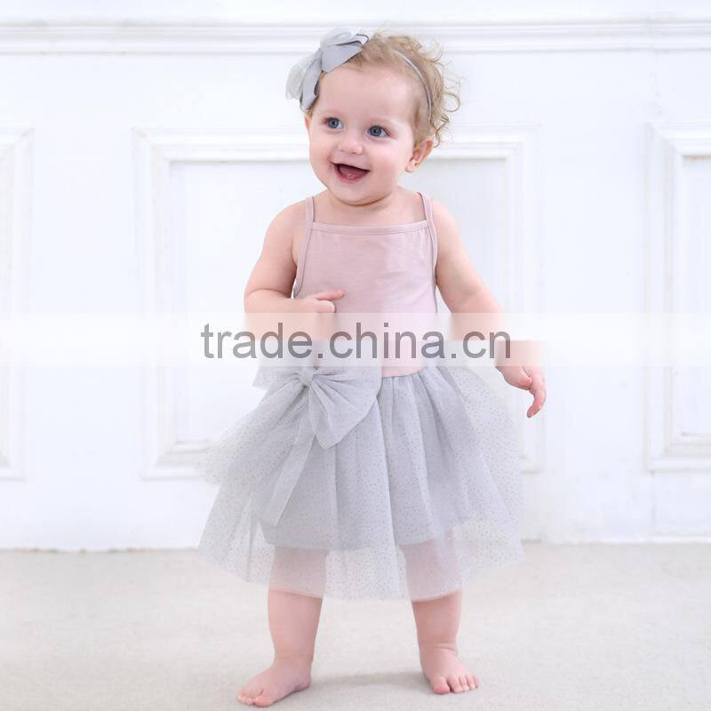 American style cotton baby girl clothes 2017 summer bow sequins mesh sundress new frock design girl child dress