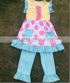 2016 easter outfits girls polka dots and chevron dress and pants cute easter clothing toddle girls outfits hot sale spring sets