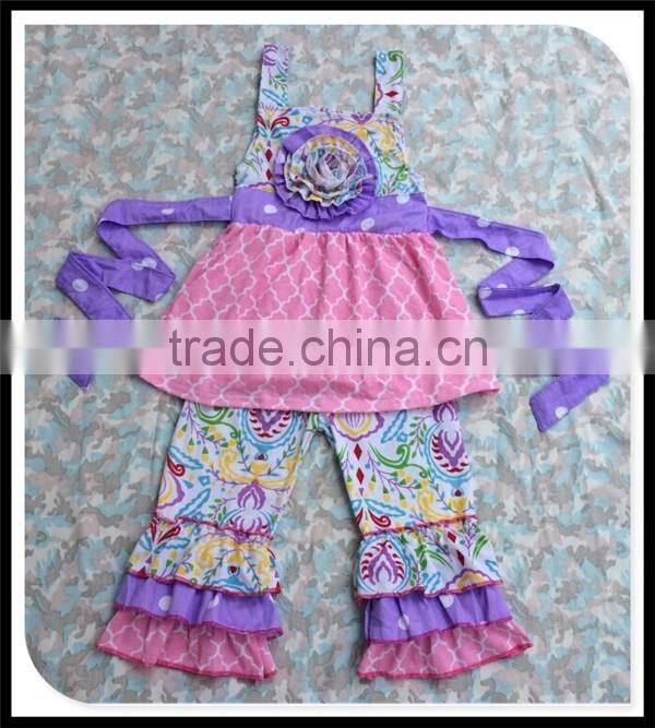 Easter festival spring girl ruffle set baby girl easter rabbit printed and pink arrow style fashion boutique girl dress clothing