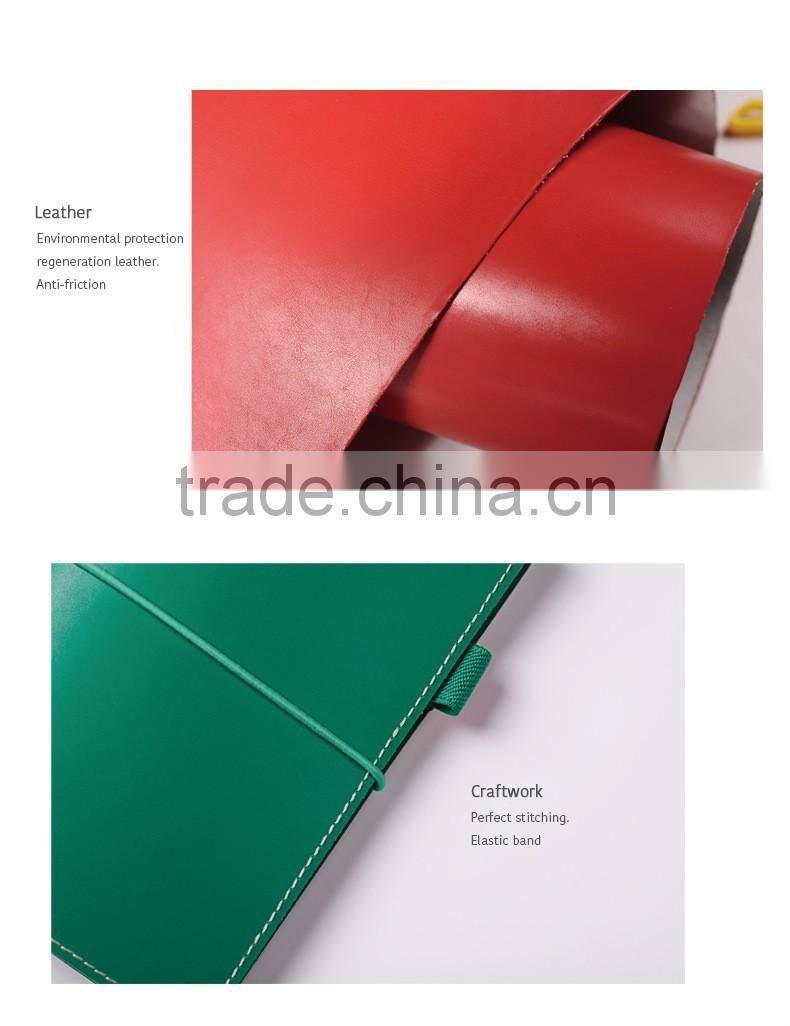 2017 fashion planner A6/A7 PU leather cover agenda planner loose leaf orgranizers with 6 holes metal clip/elastic string