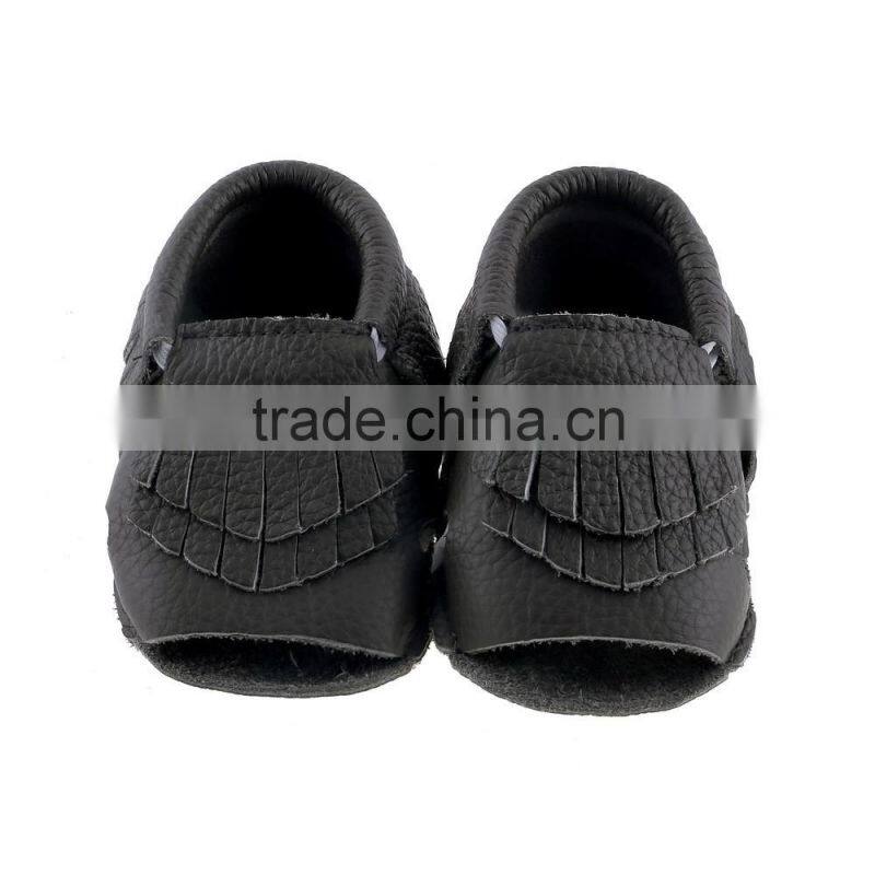 100% cow leather baby summer fringed moccs