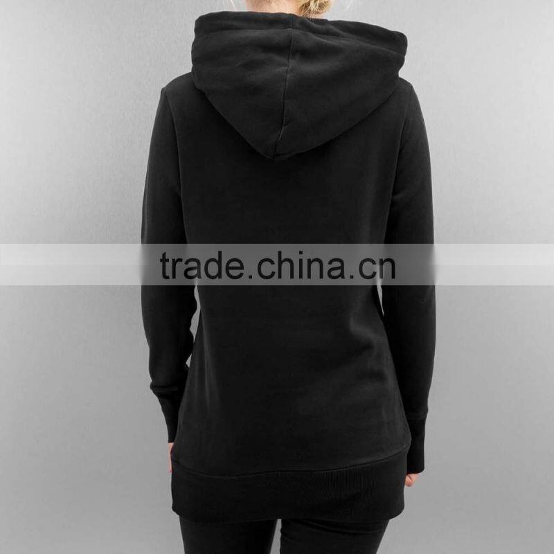 Customized Ladies Urban Classic Black Cotton Elongated Hoodie