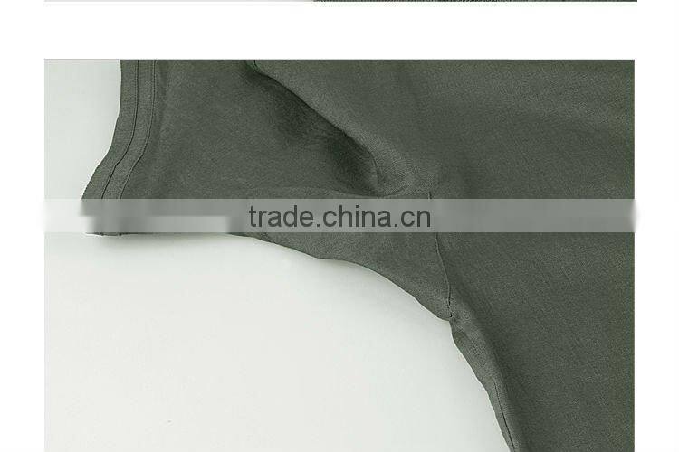 man's latest V-neck linen army green casual shirt