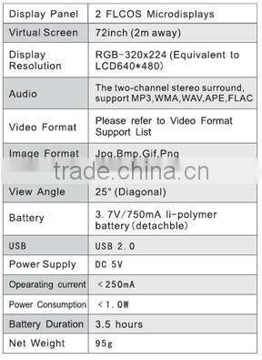 NEW Video Glasses,72inch Virtual Screen Mobile Theatre with IPD and Focus adjustment 720P