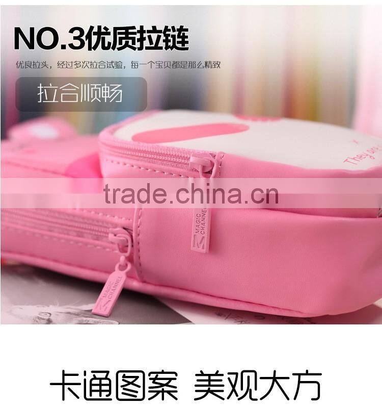 Wholesale office & school rabbit panda pencil case bag PVC PU fabric multifunction animal shape pencil bag