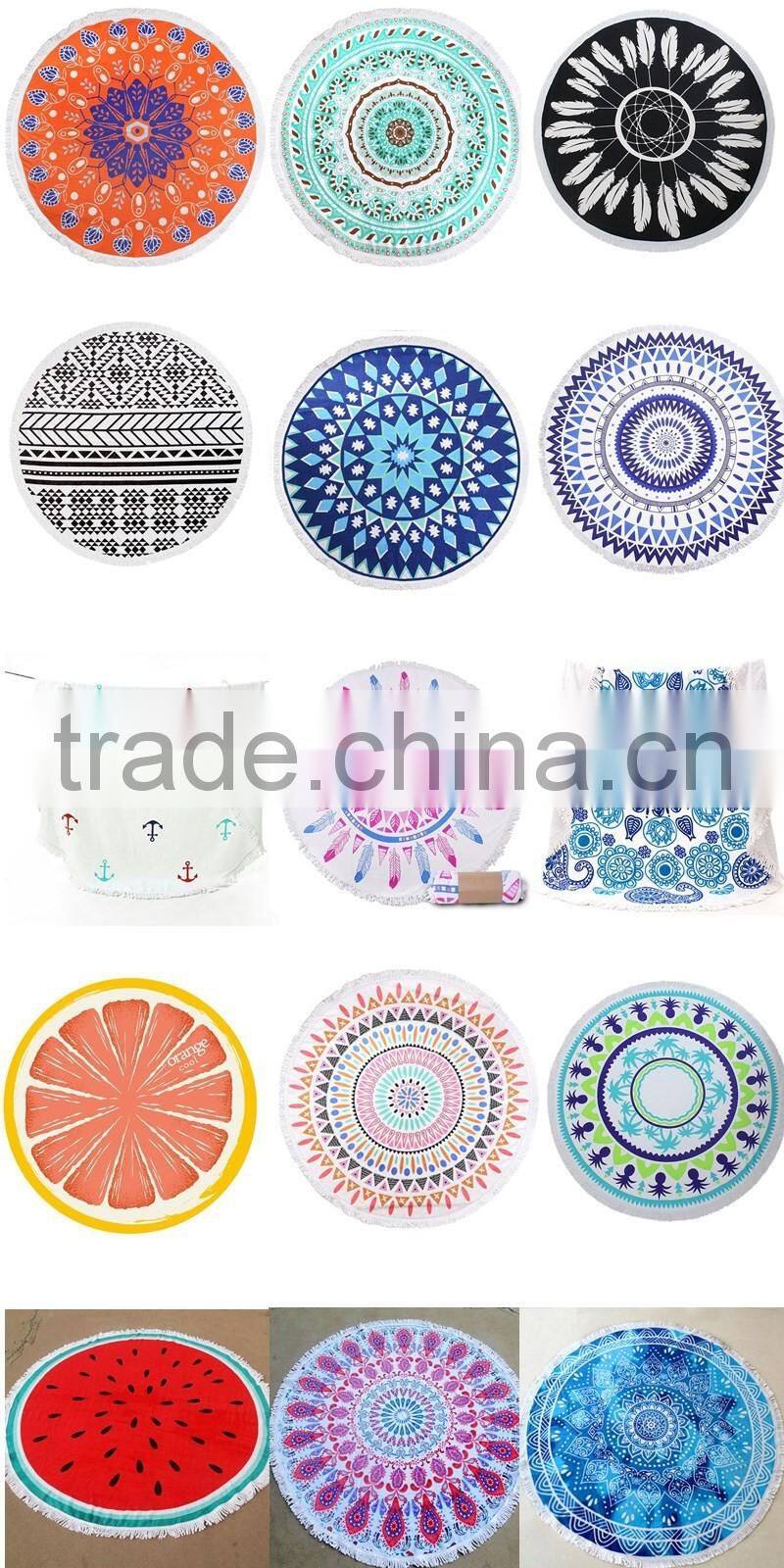 Creative beach towel round towel 150 cm thick large soft round beach towels with tassel