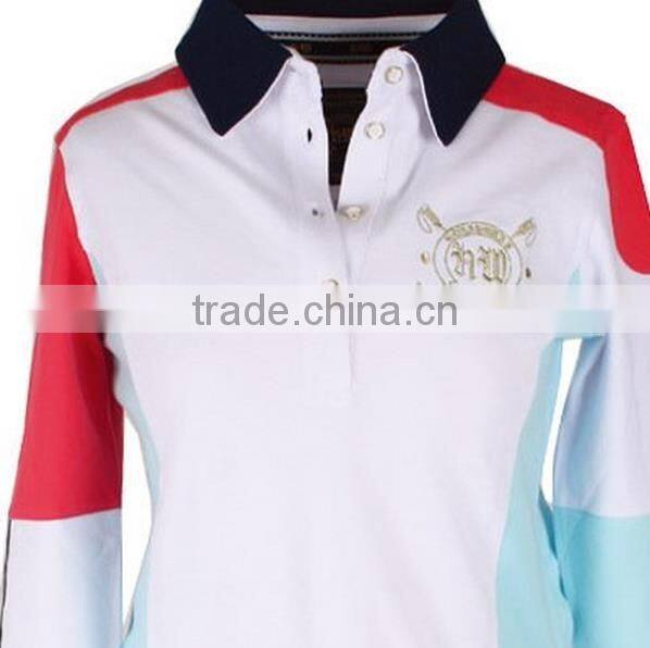 100% cotton Customized long sleeve polo shirt for lady horse riding shirt